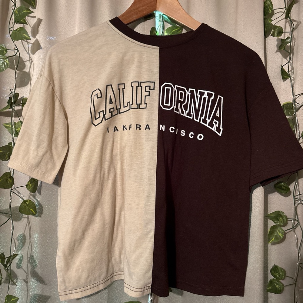 SHEIN Black and Cream Short Sleeve Tees